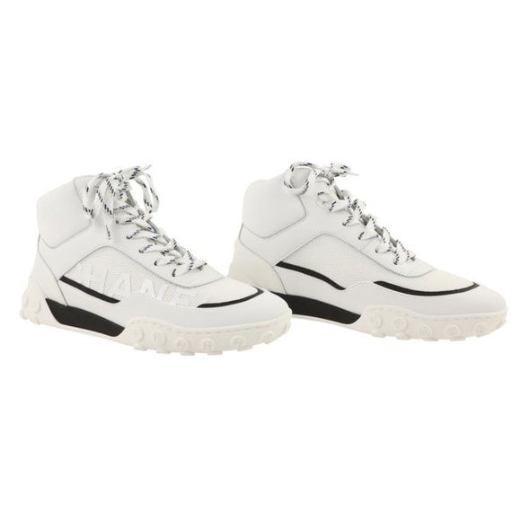 chanel white high top sneakers